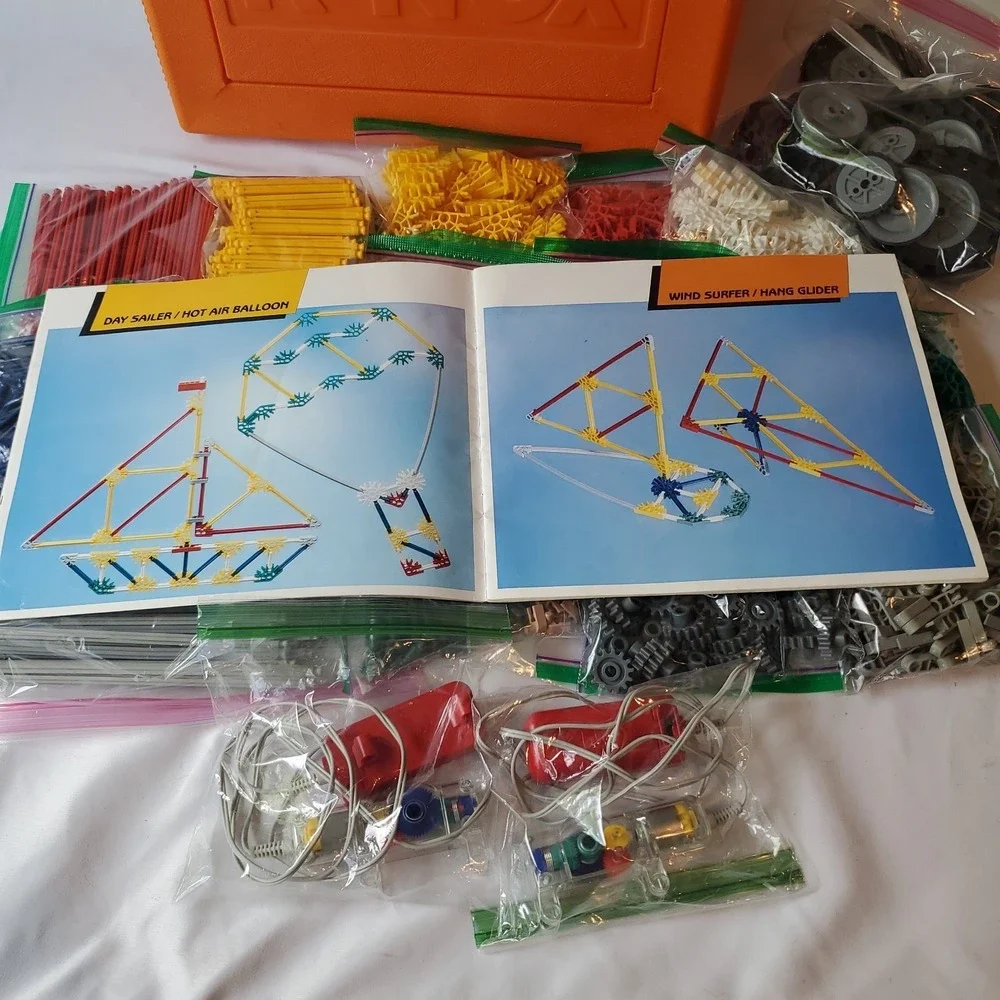 K'NEX Mixed Lot With Orange Case, Power Packs, Wheels, Instructions + More READ